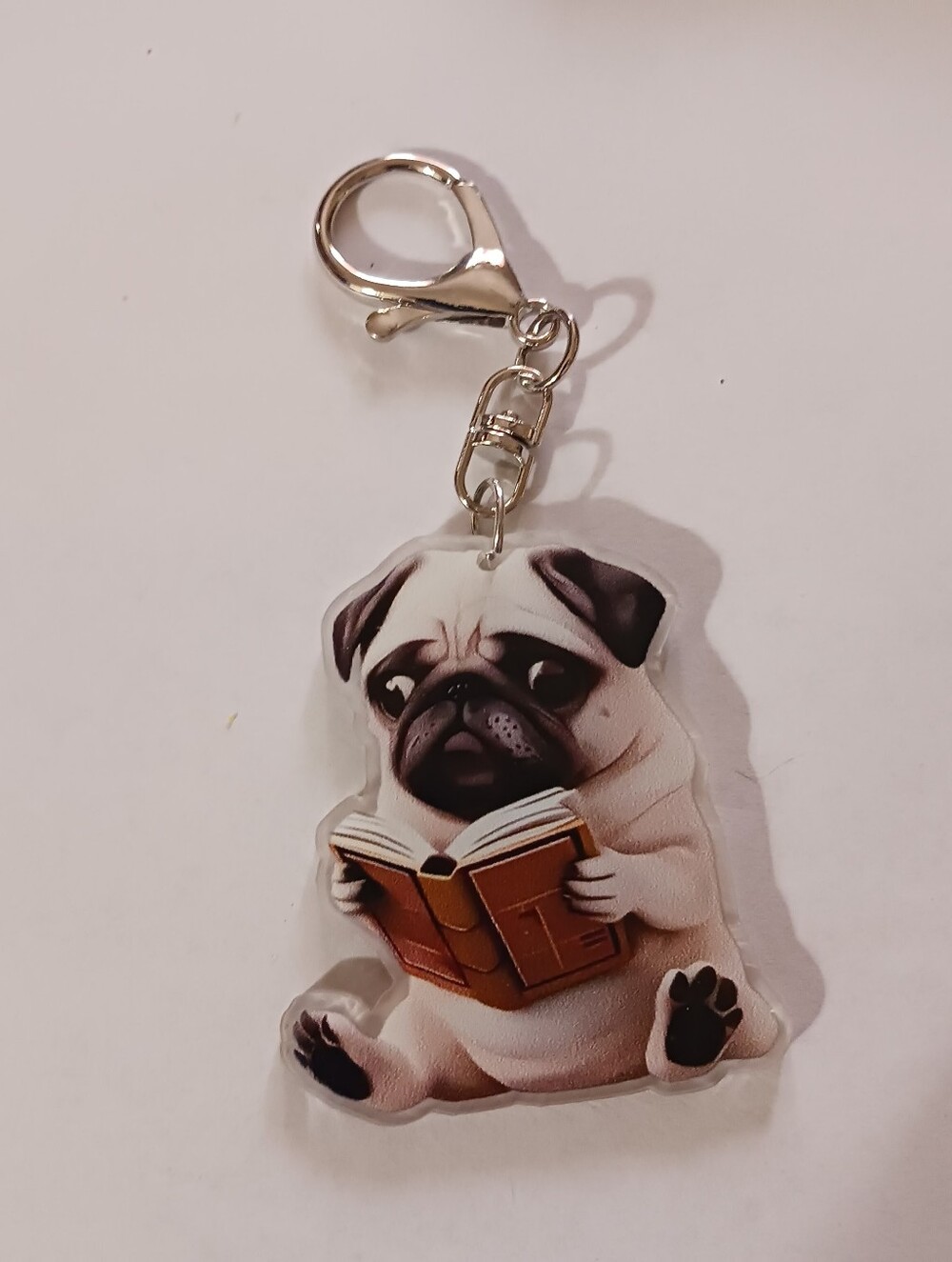 NWT Pug Bag Charm, Hard Resin Dog Key Chain